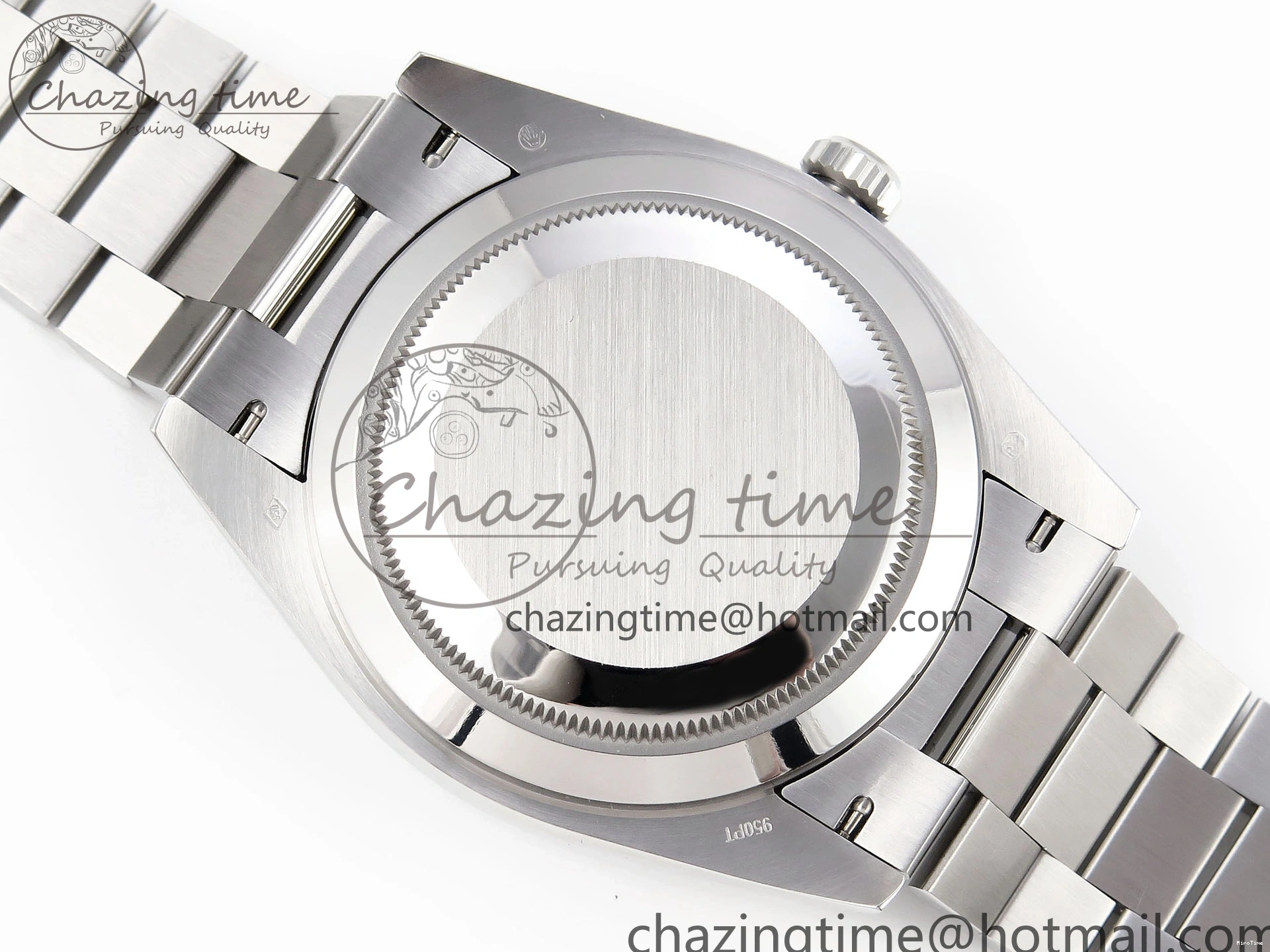 MiroTime 0523 QuickDry DayDate 40 SS GSF Gain Weight Blue Roman Dial Diamonds Bezel on President Bracelet A 1917